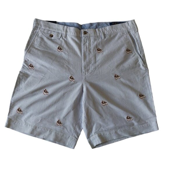 POLO RALPH LAUREN, Cotton shorts, with white and blue stripes, for men, size 36. - Picture 1 of 12